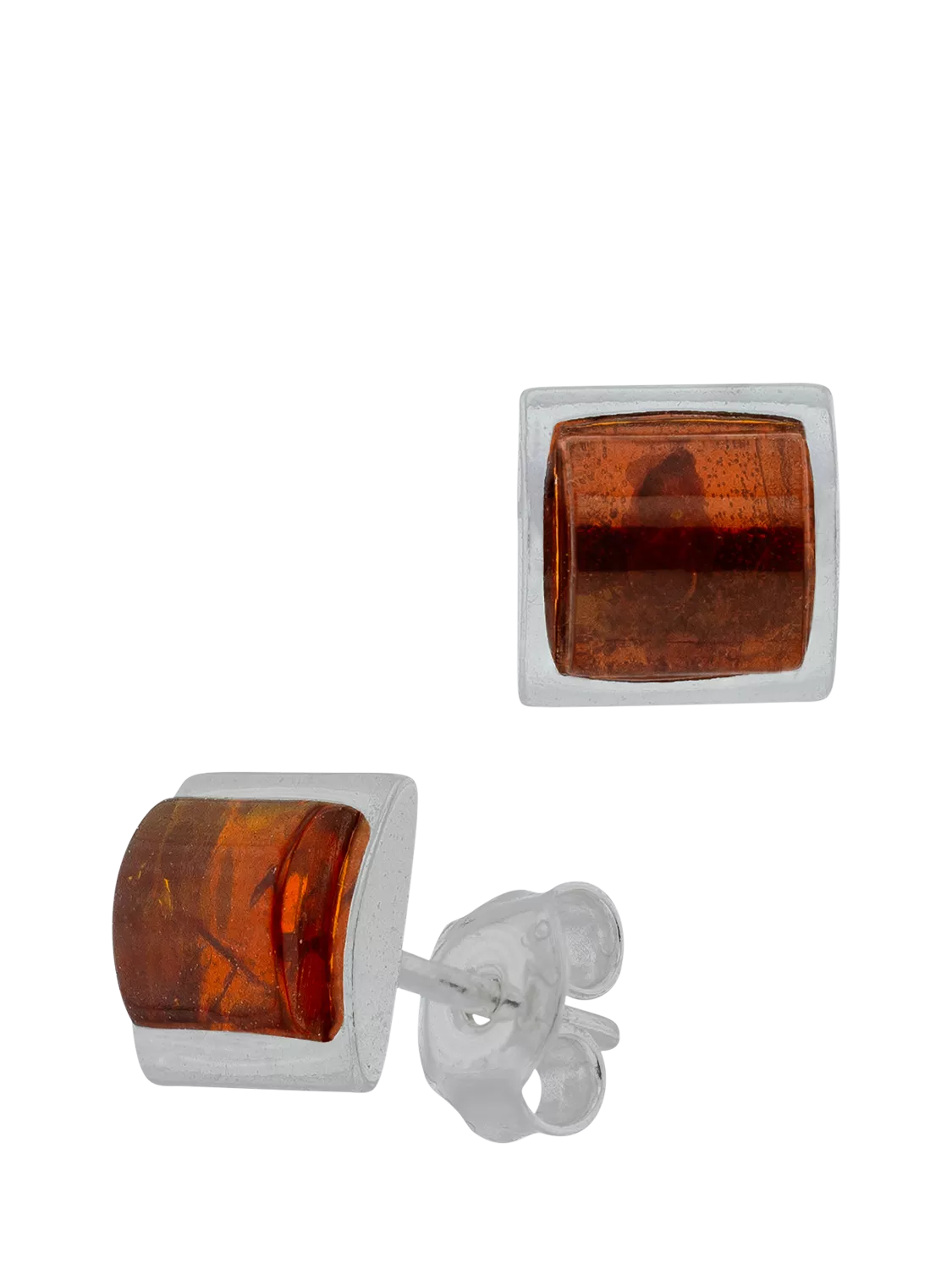 Be-Jewelled sterling silver amber stud earrings, imported from the UK