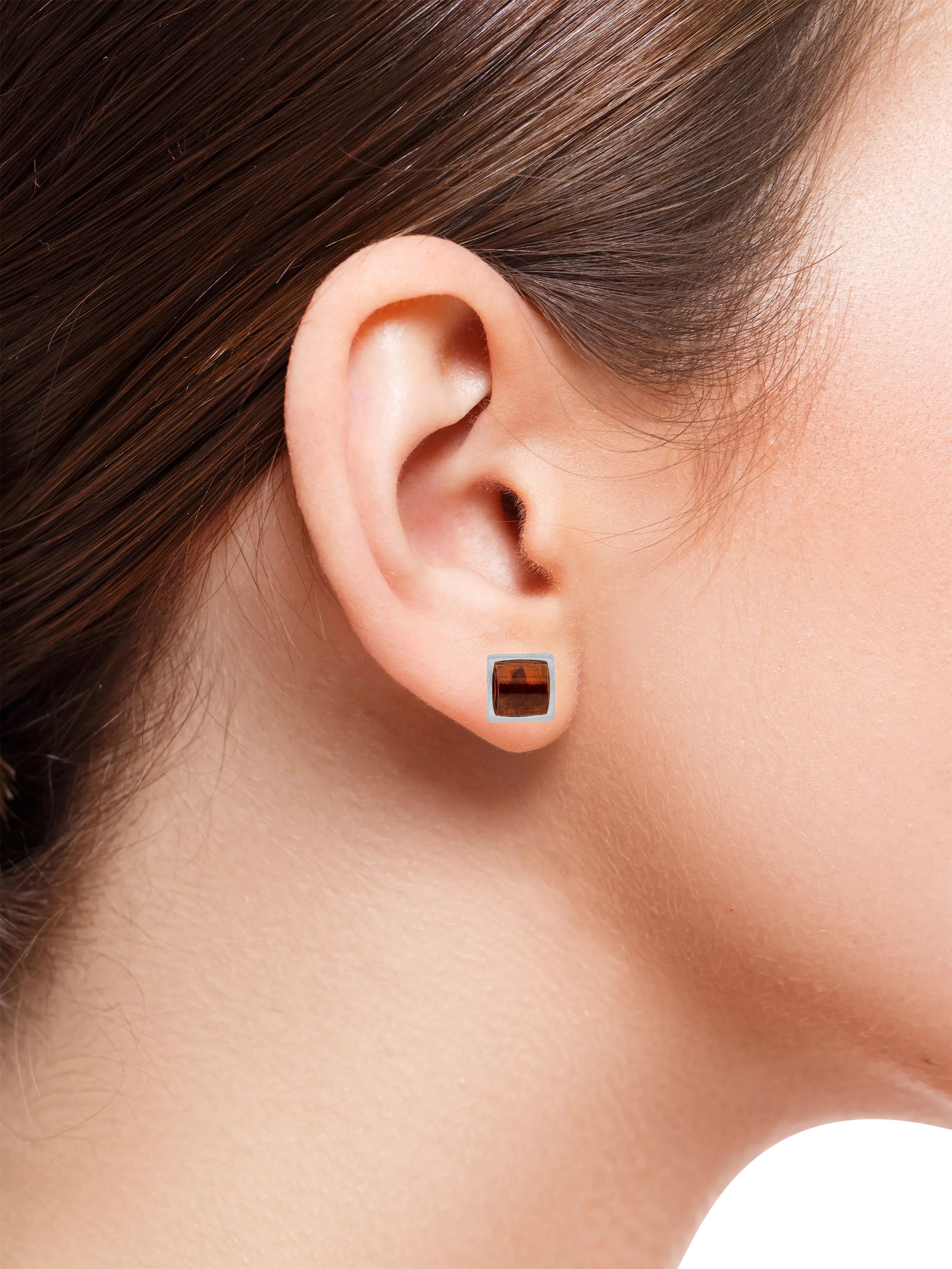 Be-Jewelled sterling silver amber stud earrings, imported from the UK