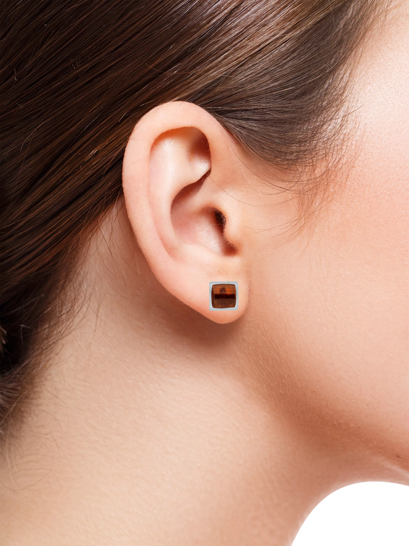 Be-Jewelled sterling silver amber stud earrings, imported from the UK