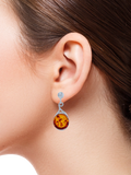Be-Jewelled Baltic amber drop studs in sterling silver - British product