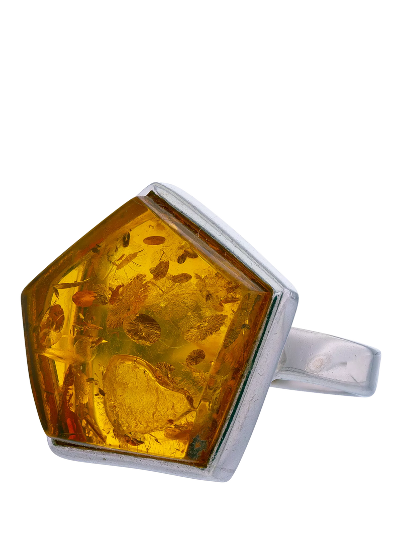 Be-Jewelled natural Baltic cognac amber ring adjustable - British product