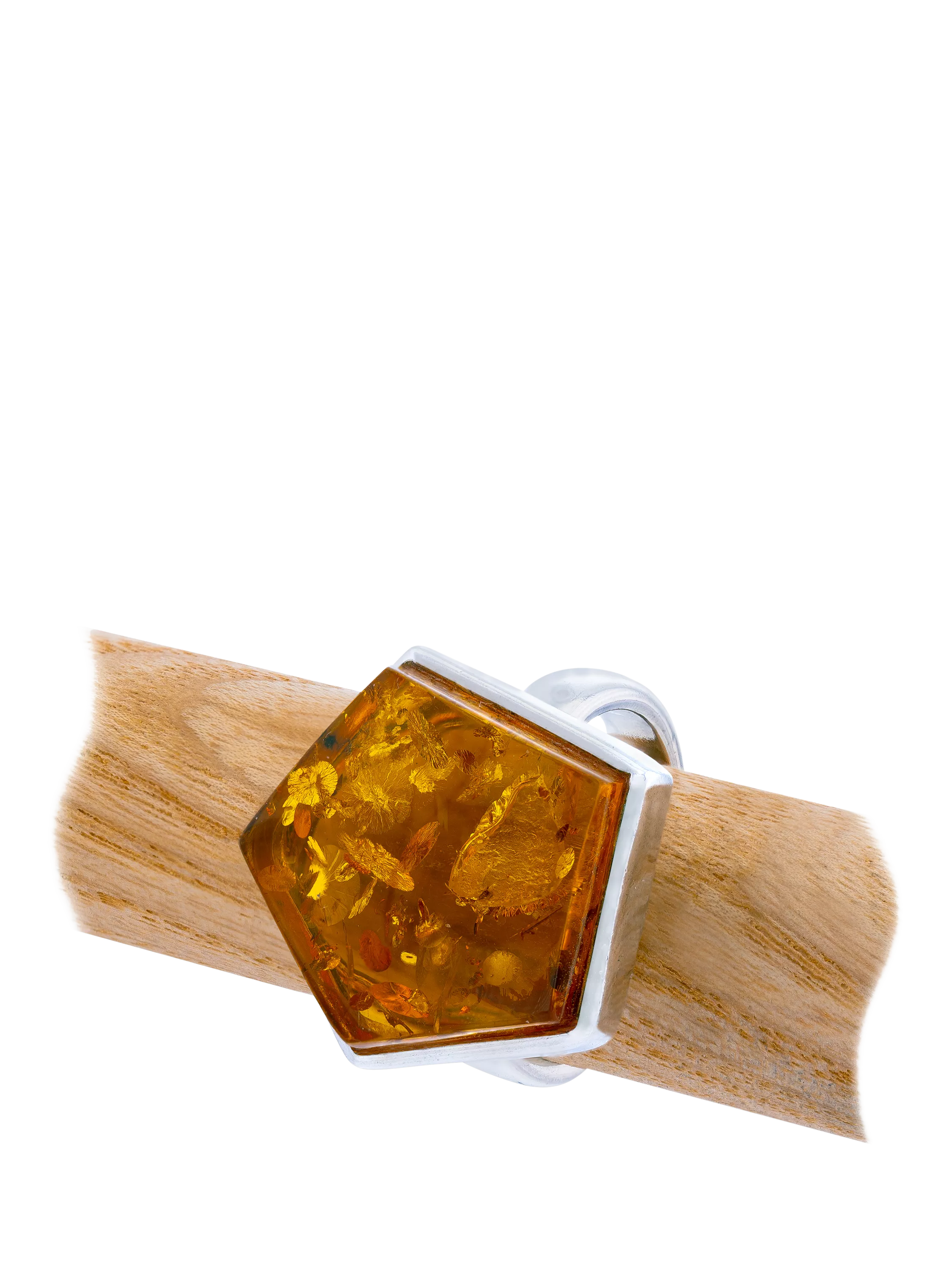 Be-Jewelled natural Baltic cognac amber ring adjustable - British product