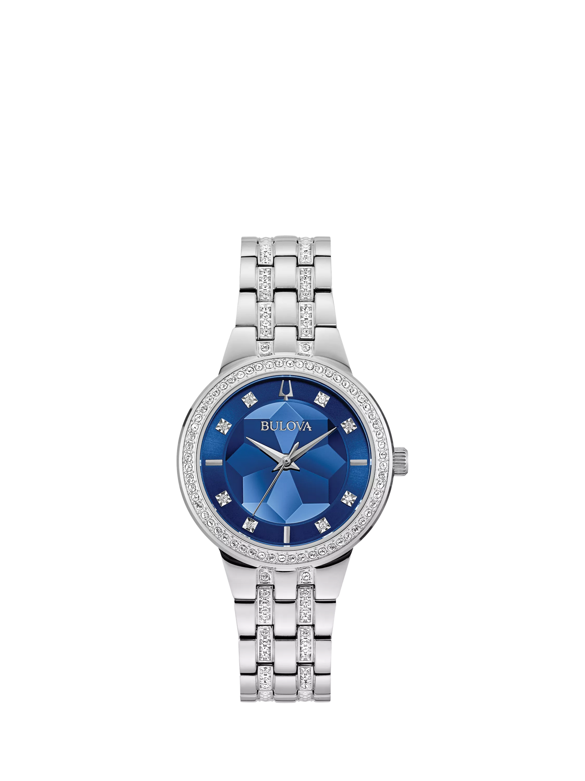 Bulova Crystal Collection women's watch blue dial stainless steel (British brand)
