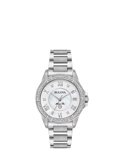 John Lewis Bulova Marine Star Women's Bracelet Strap Watch Mother-of-Pearl Dial- Buy online at McGrocer