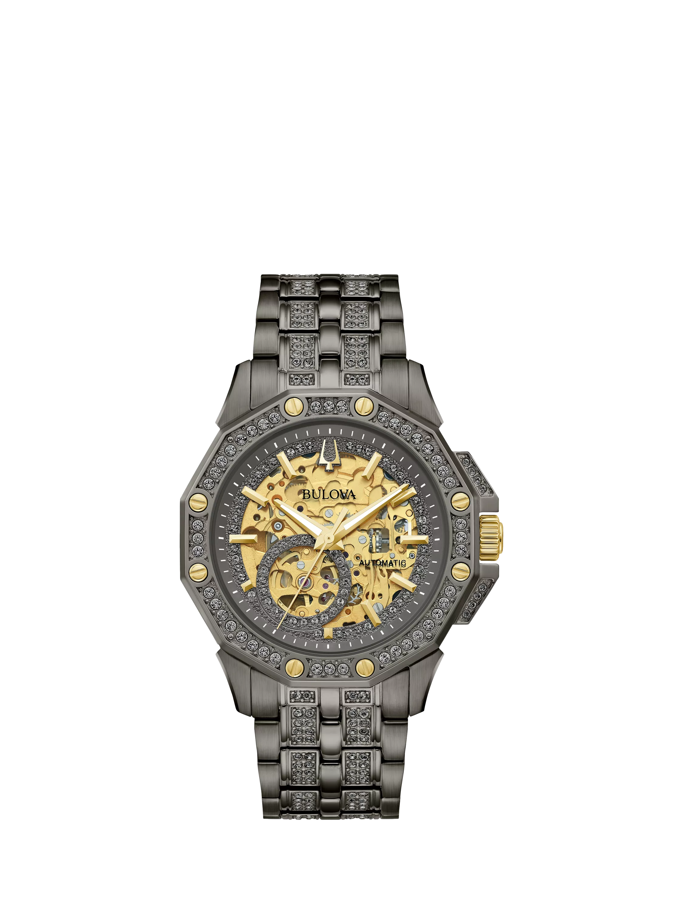 Bulova Crystal Octava men's automatic watch grey steel, UK version