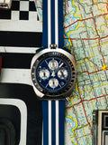 Bulova racing chronograph watch blue dial rubber strap, UK version