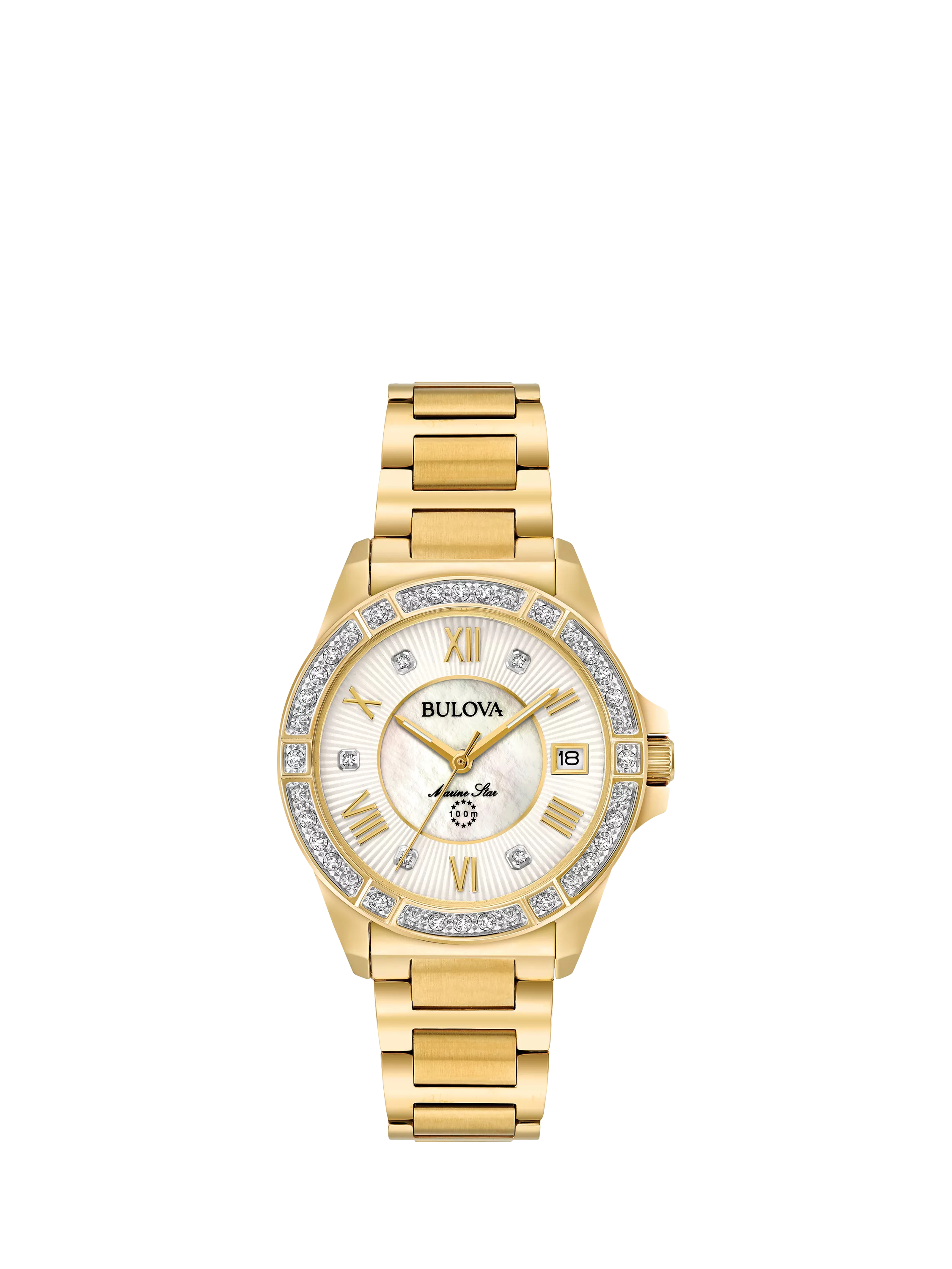 Bulova Marine Star women's watch mother of pearl gold-tone (British brand)