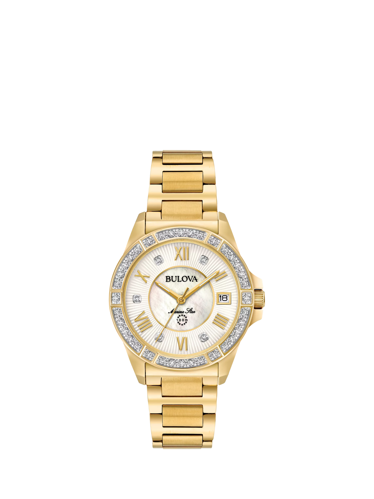 Bulova Marine Star women's watch mother of pearl gold-tone (British brand)