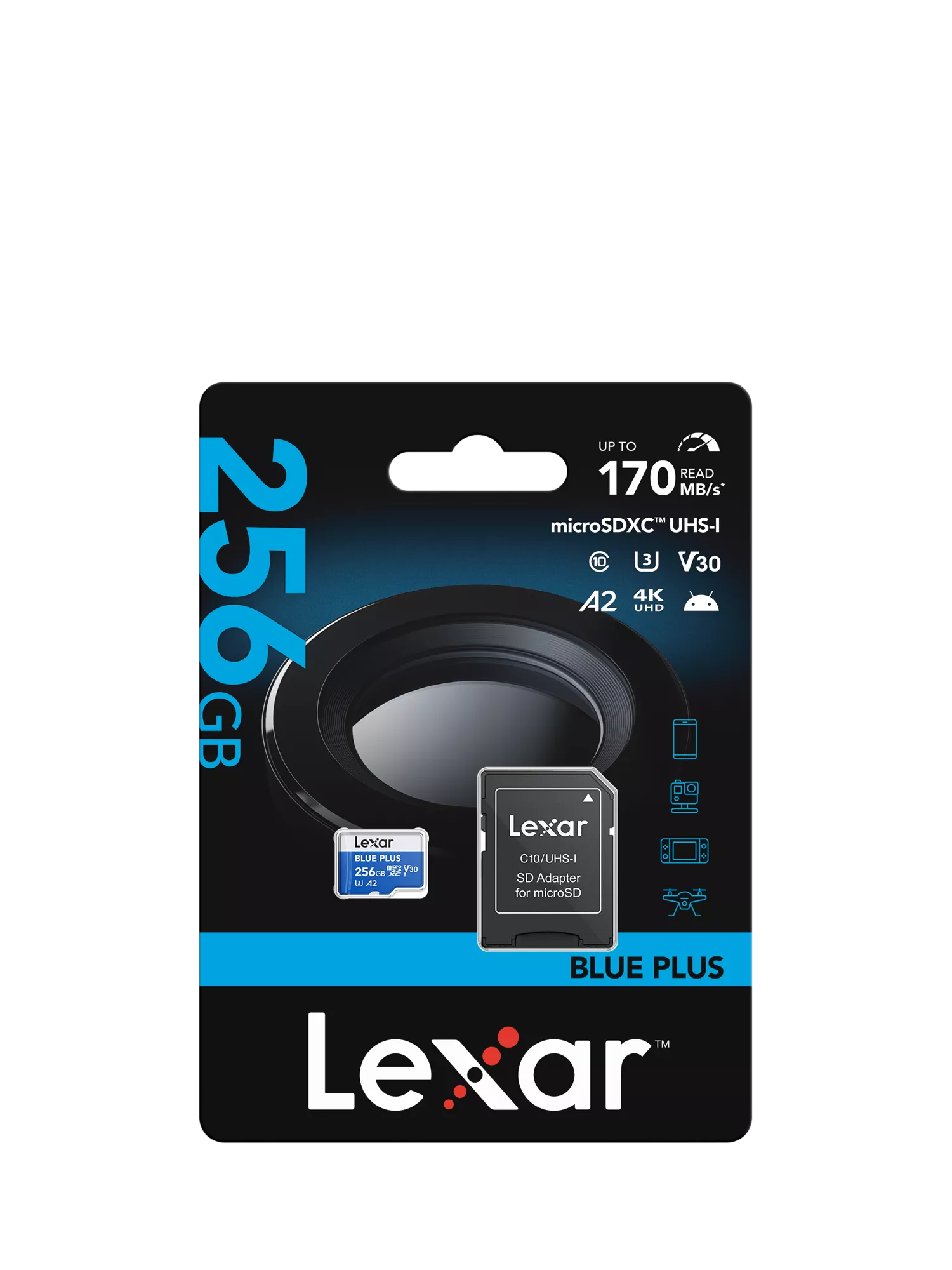 Lexar 256GB microSDXC card, imported from the UK