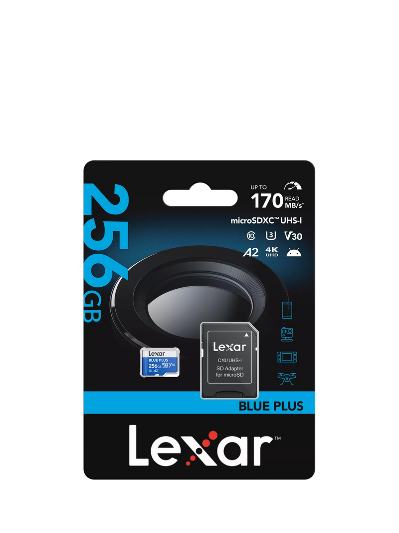 Lexar 256GB microSDXC card, imported from the UK