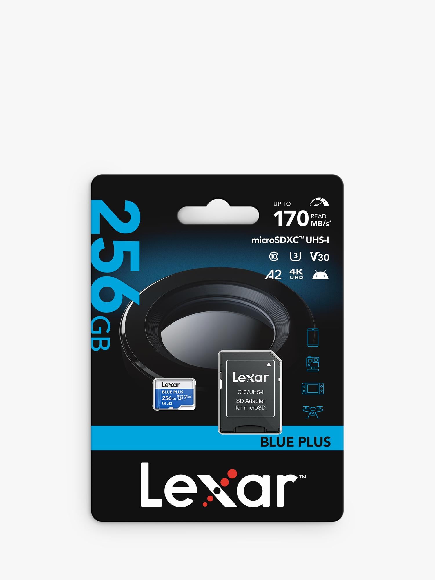 Lexar 256GB microSDXC card, imported from the UK