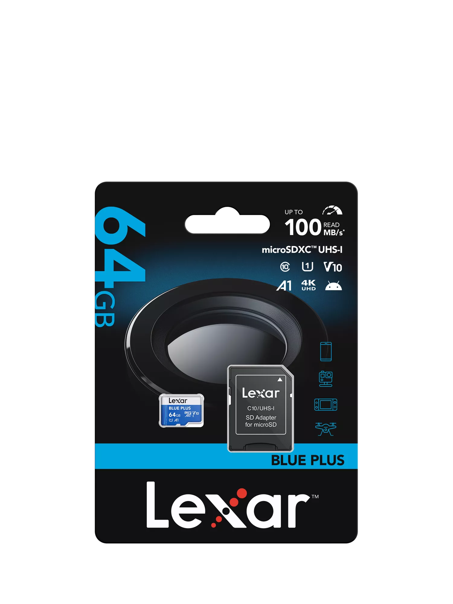 Lexar Blue Plus MicroSDXC card 64GB (British brand)