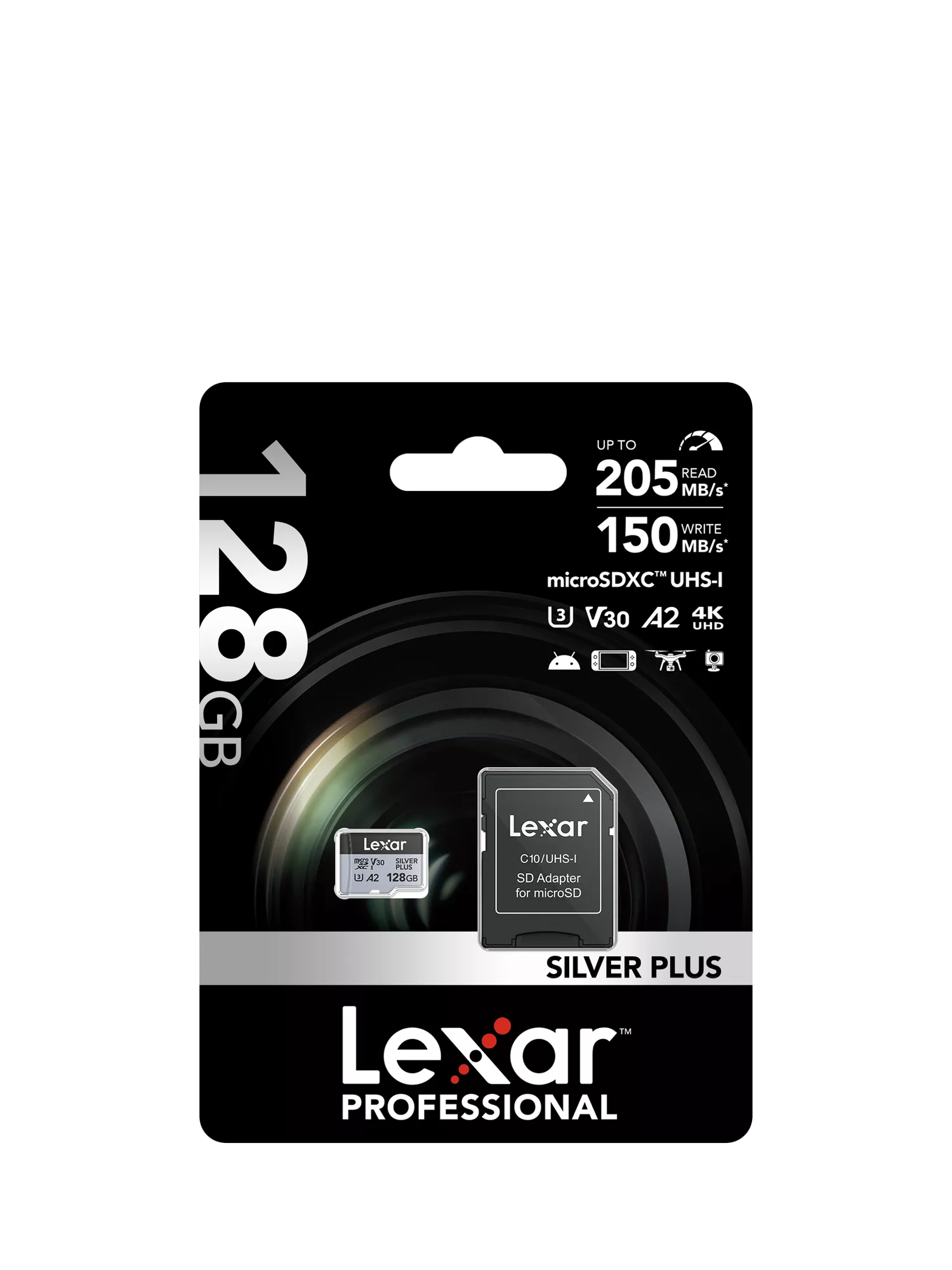 Lexar Silver Plus microSDXC memory card 128GB, UK version