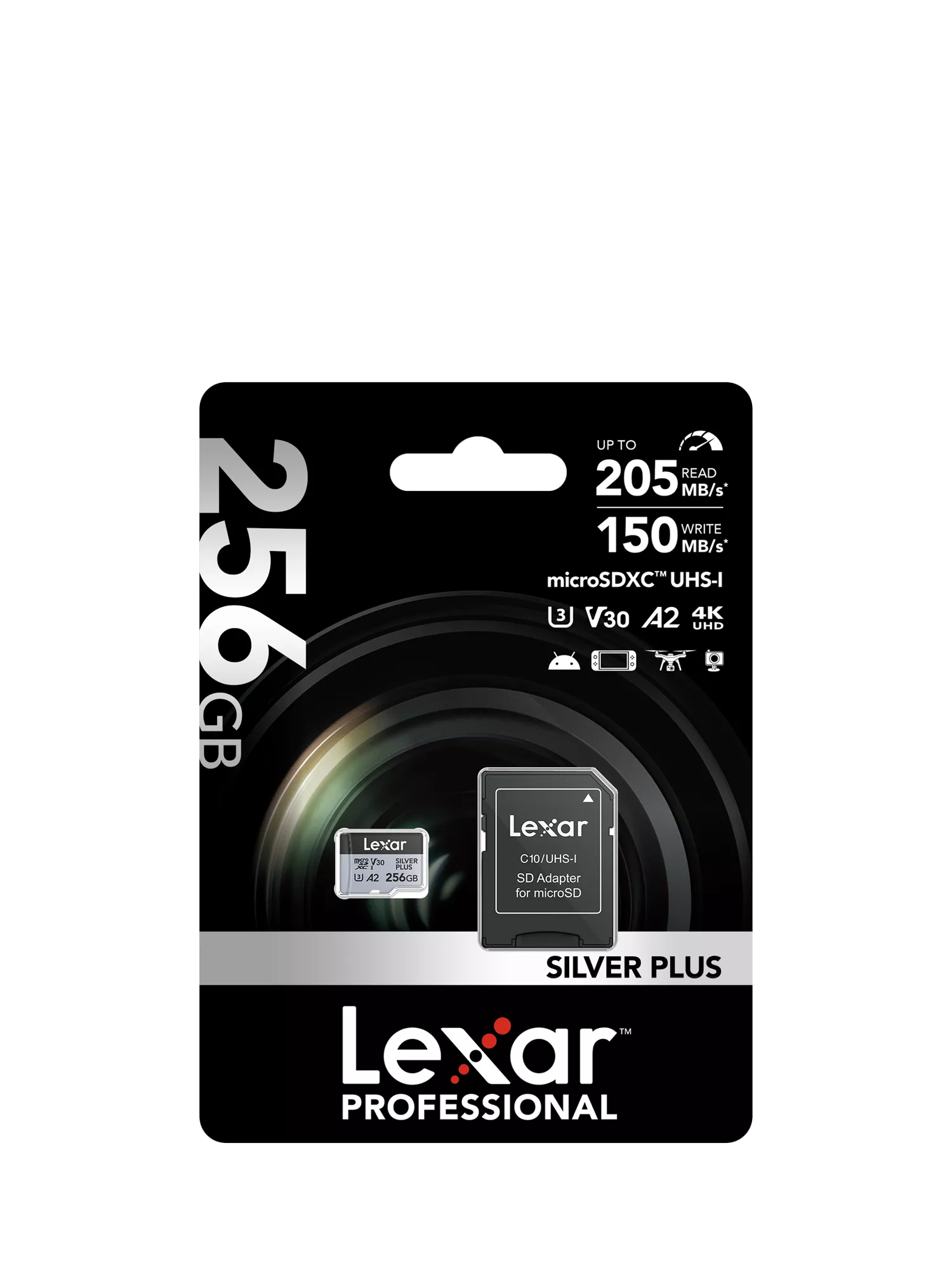 Lexar Silver Plus microSDXC memory card 256GB, imported from the UK