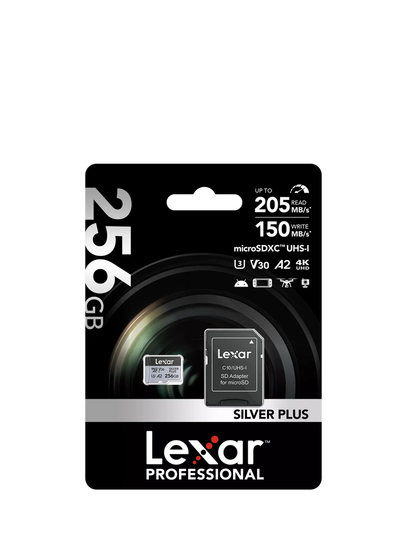 Lexar Silver Plus microSDXC memory card 256GB, imported from the UK