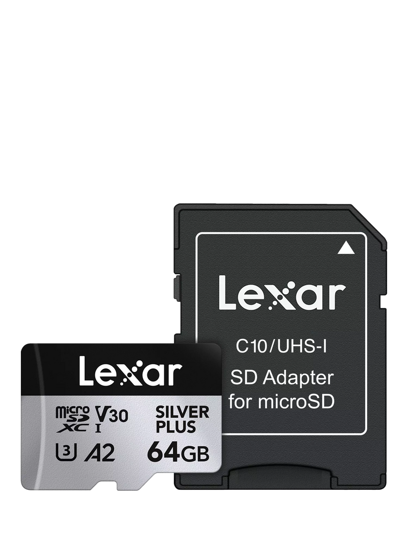 Lexar Silver Plus microSDXC card 64GB, imported from the UK