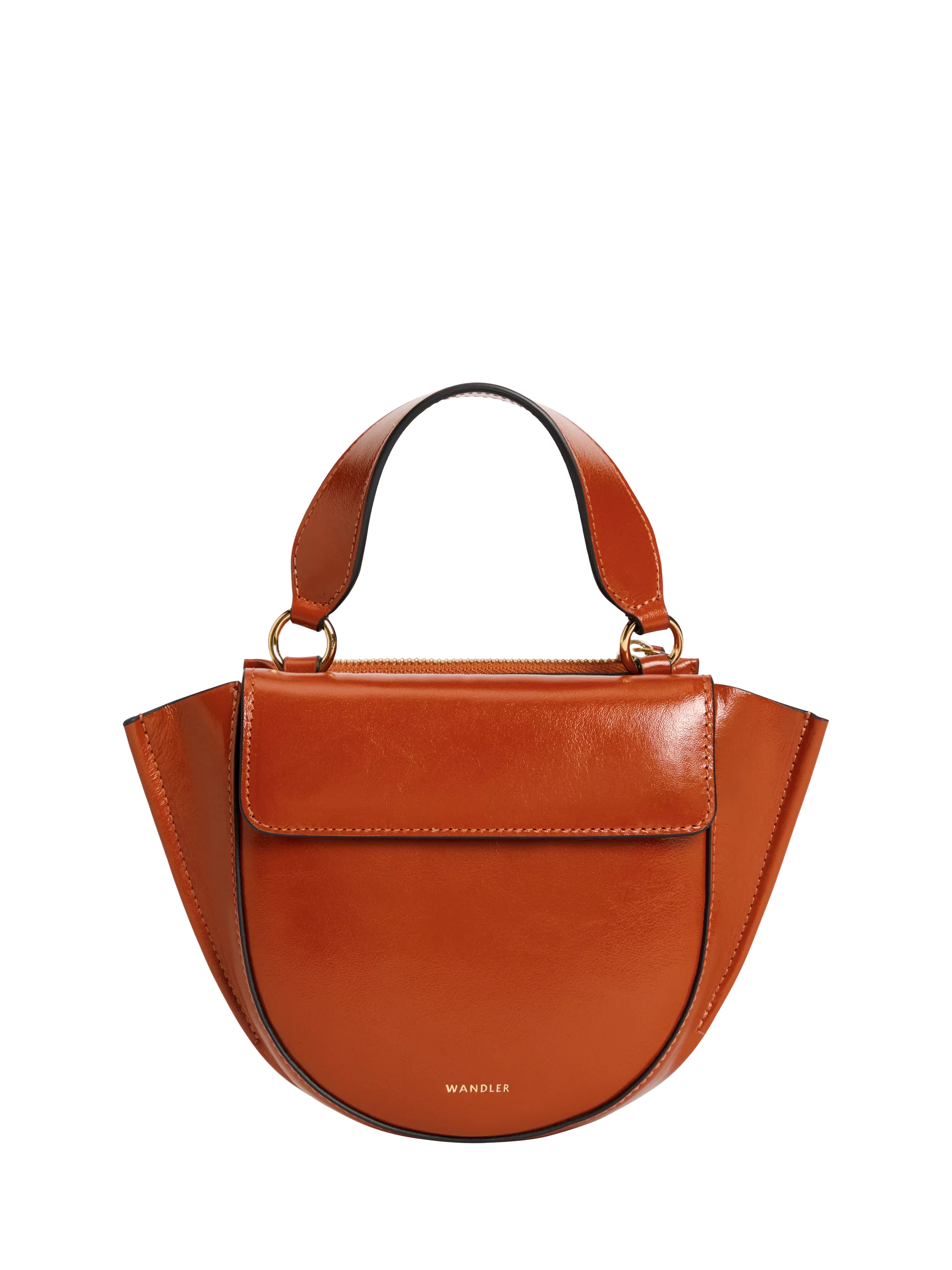 Wandler mini leather tote bag Carrot Glaze, imported from the UK
