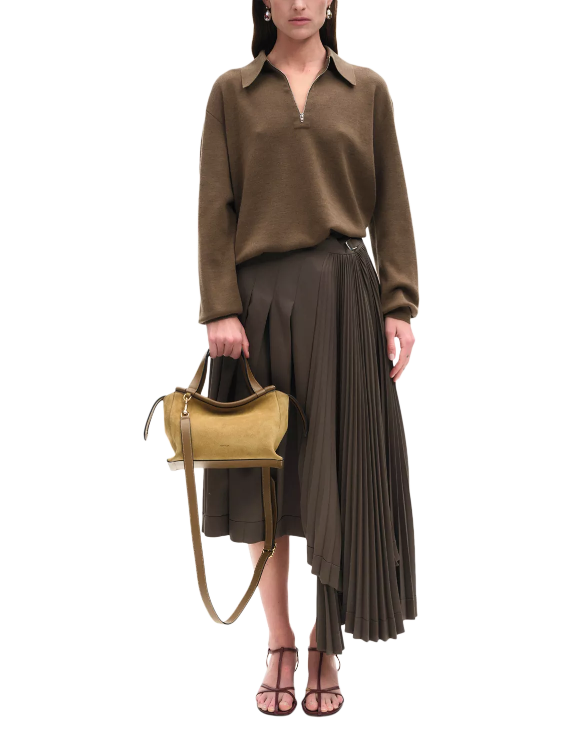 Wandler Ida Tote Bag in khaki suede calf leather (British brand)