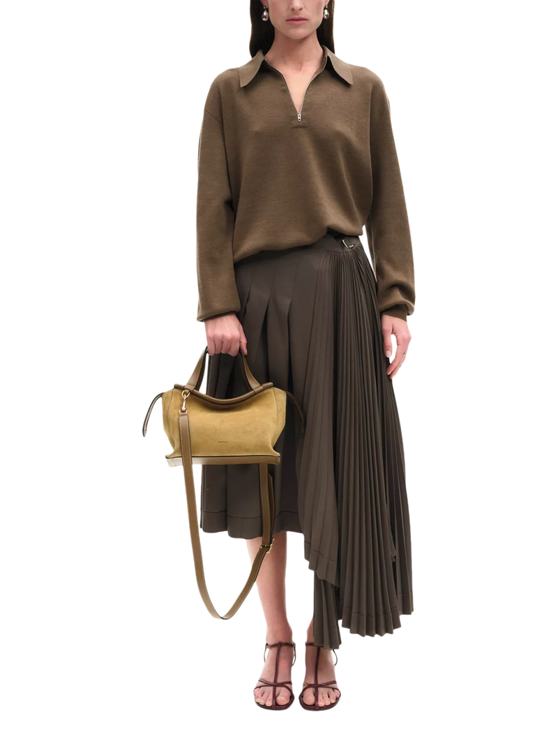 Wandler Ida Tote Bag in khaki suede calf leather (British brand)