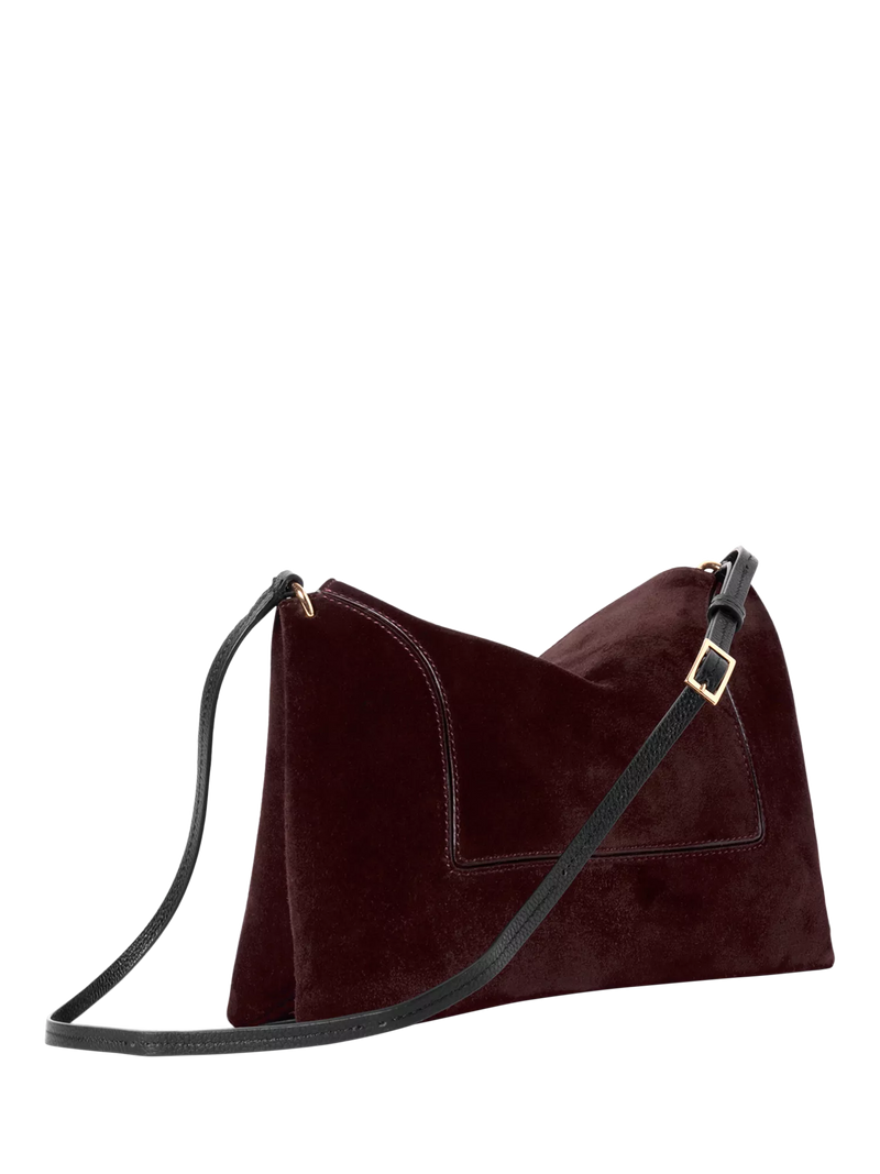 Wandler Penelope slouchy shoulder bag acai suede, imported from the UK