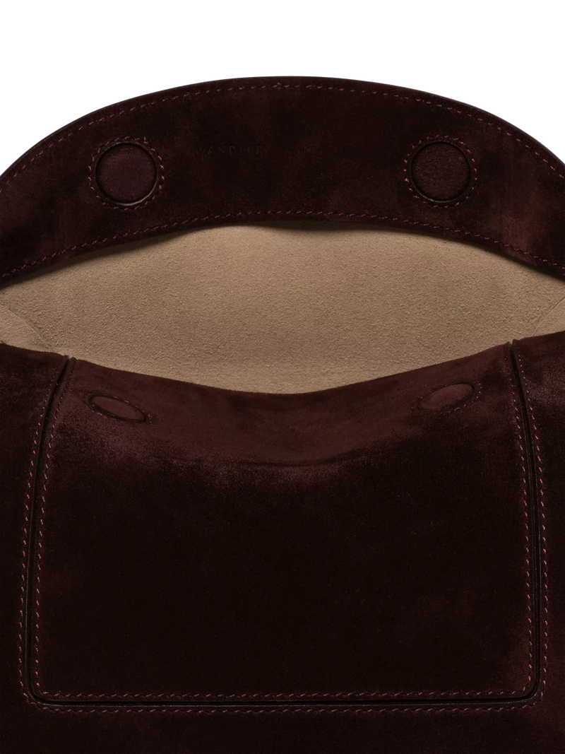 Wandler Penelope slouchy shoulder bag acai suede, imported from the UK