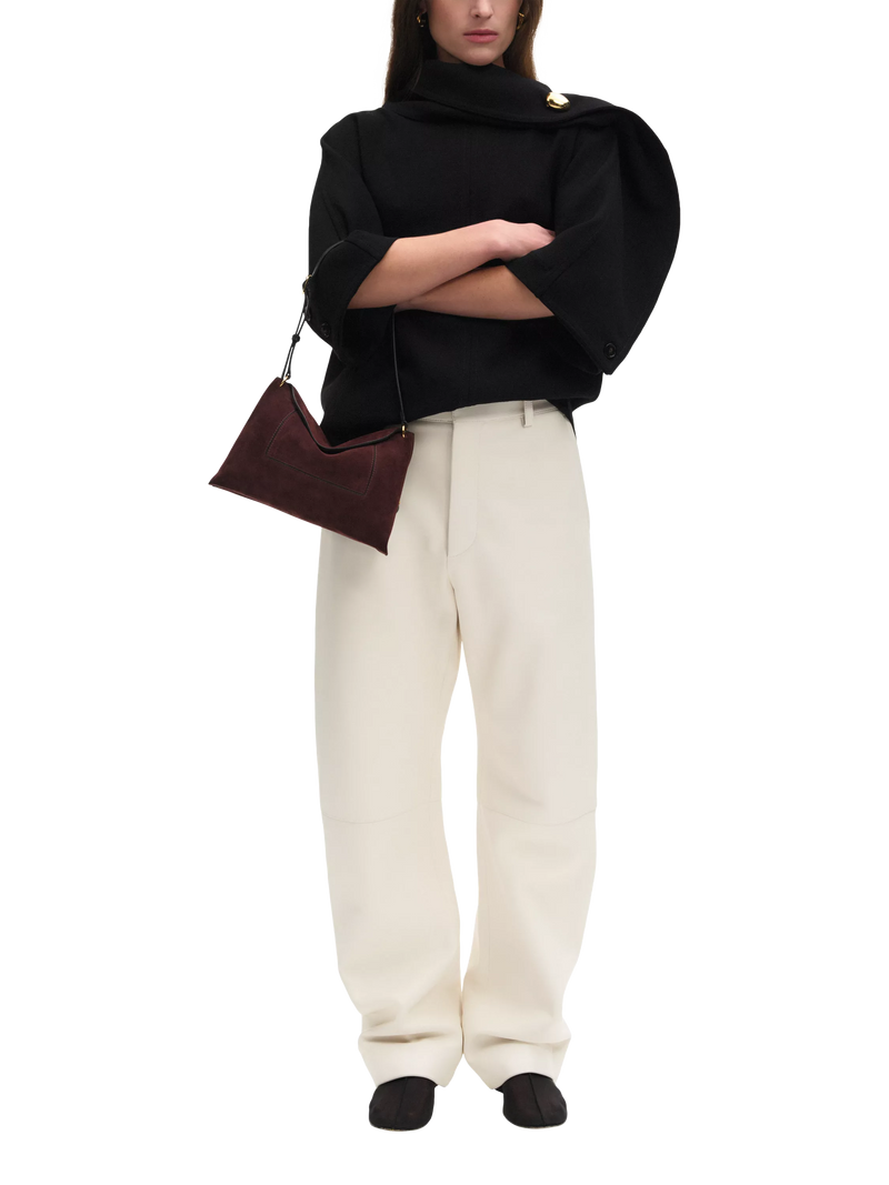 Wandler Penelope slouchy shoulder bag acai suede, imported from the UK