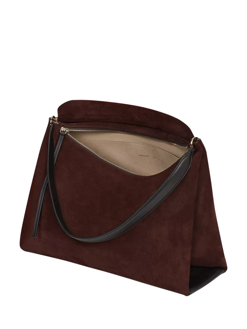 Wandler Penelope slouchy shoulder bag acai suede black leather (British brand)