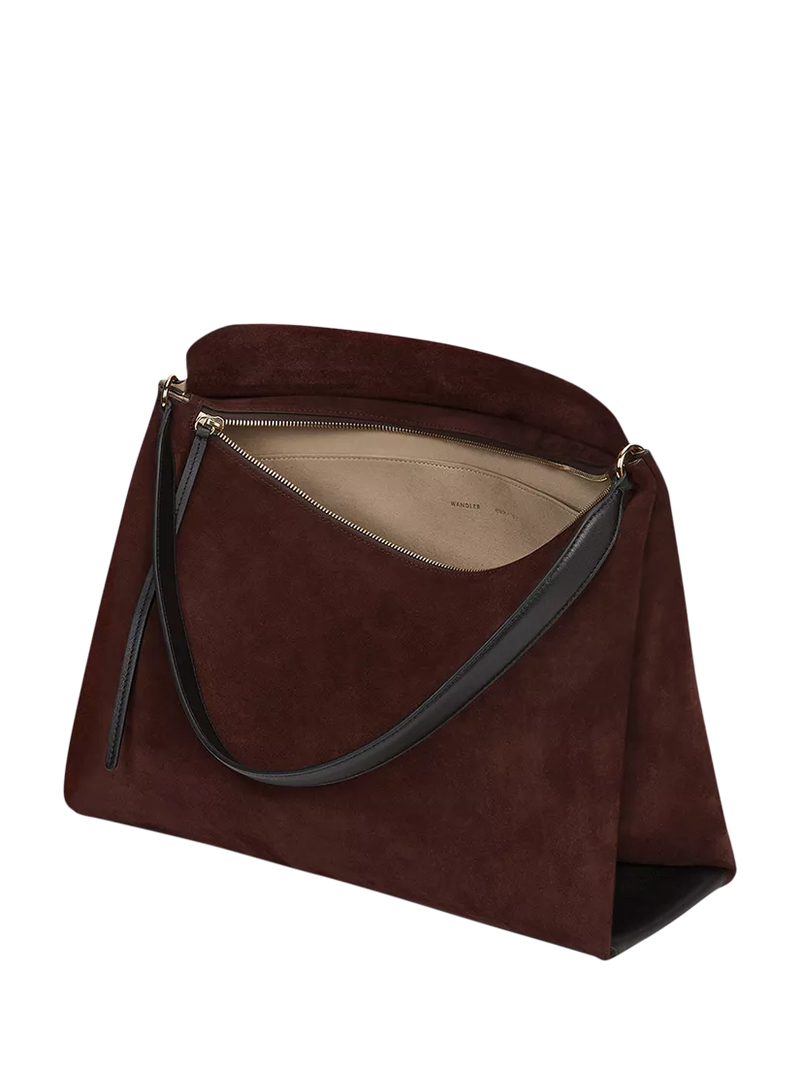 Wandler Penelope slouchy shoulder bag acai suede black leather (British brand)