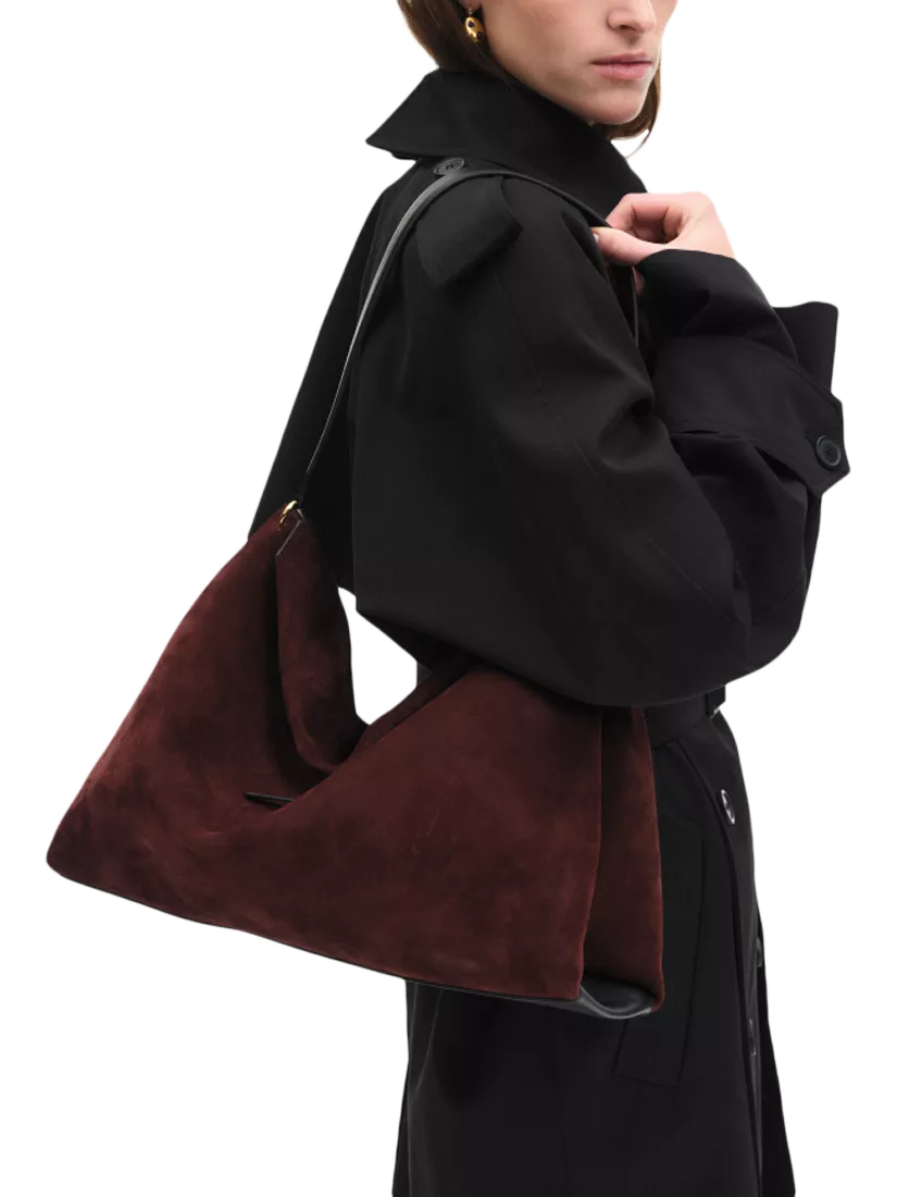 Wandler Penelope slouchy shoulder bag acai suede black leather (British brand)