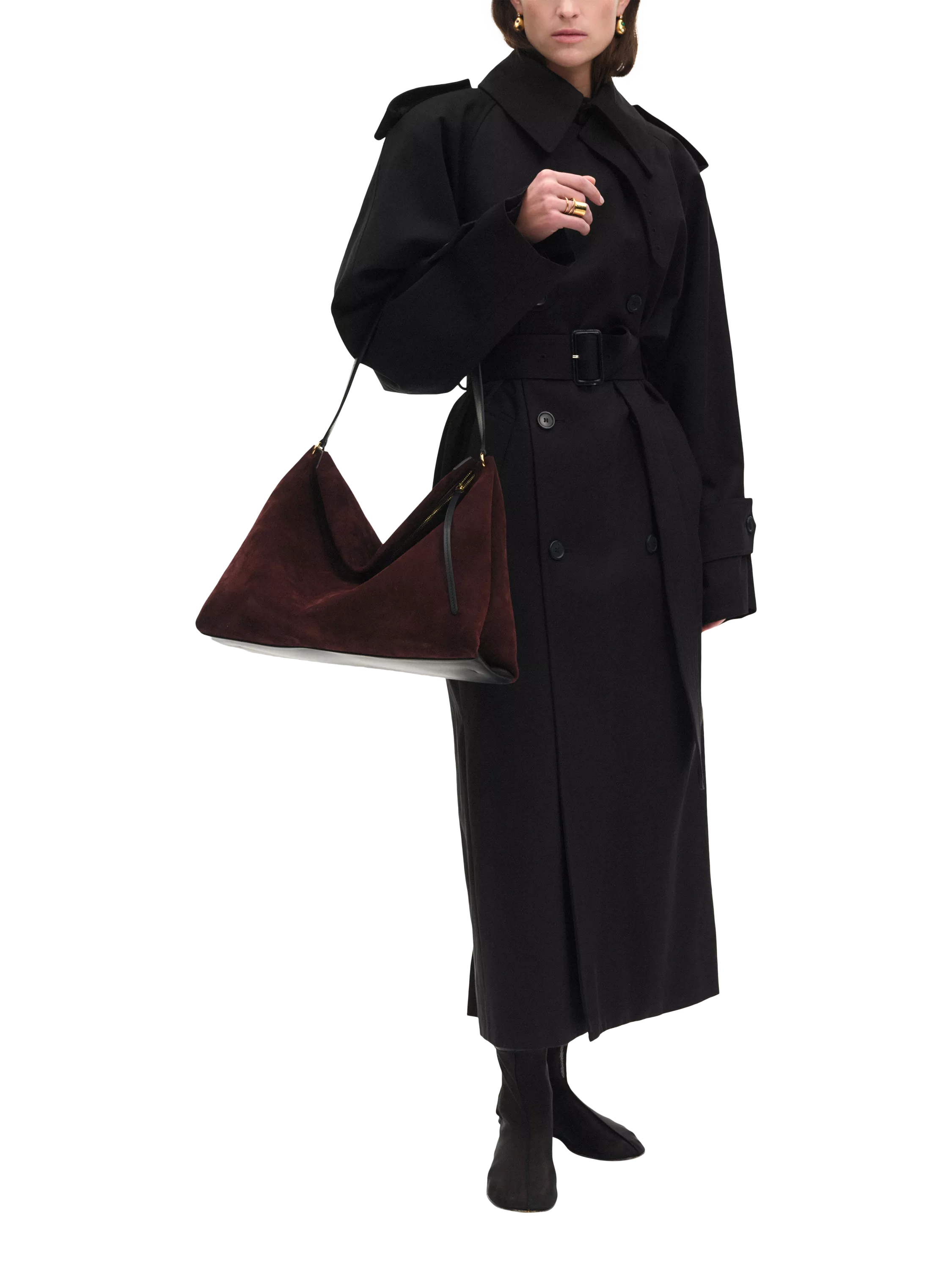 Wandler Penelope slouchy shoulder bag acai suede black leather (British brand)