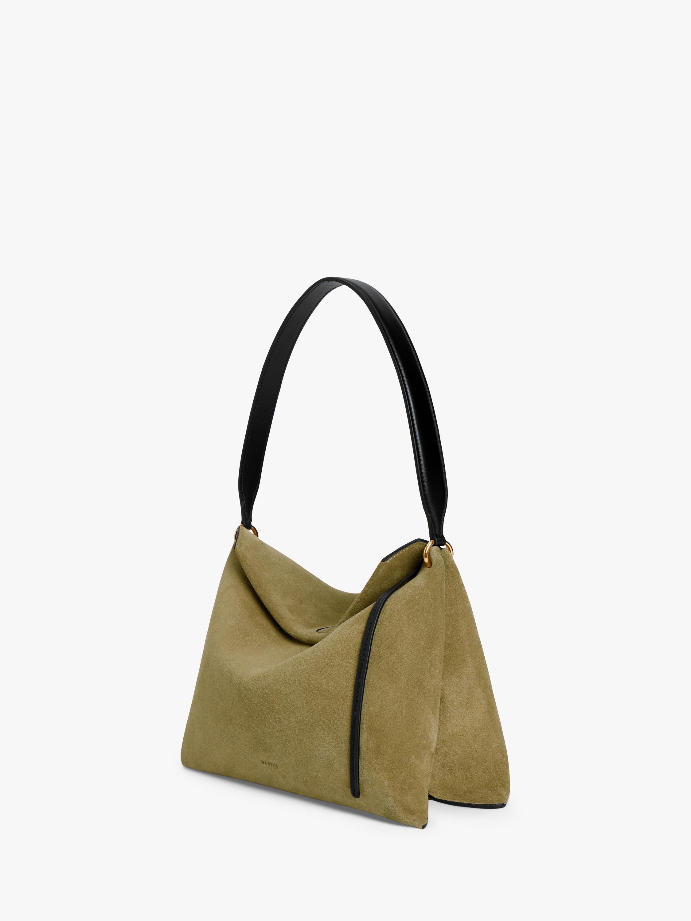 Wandler Penelope tote bag small khaki suede black leather, UK version