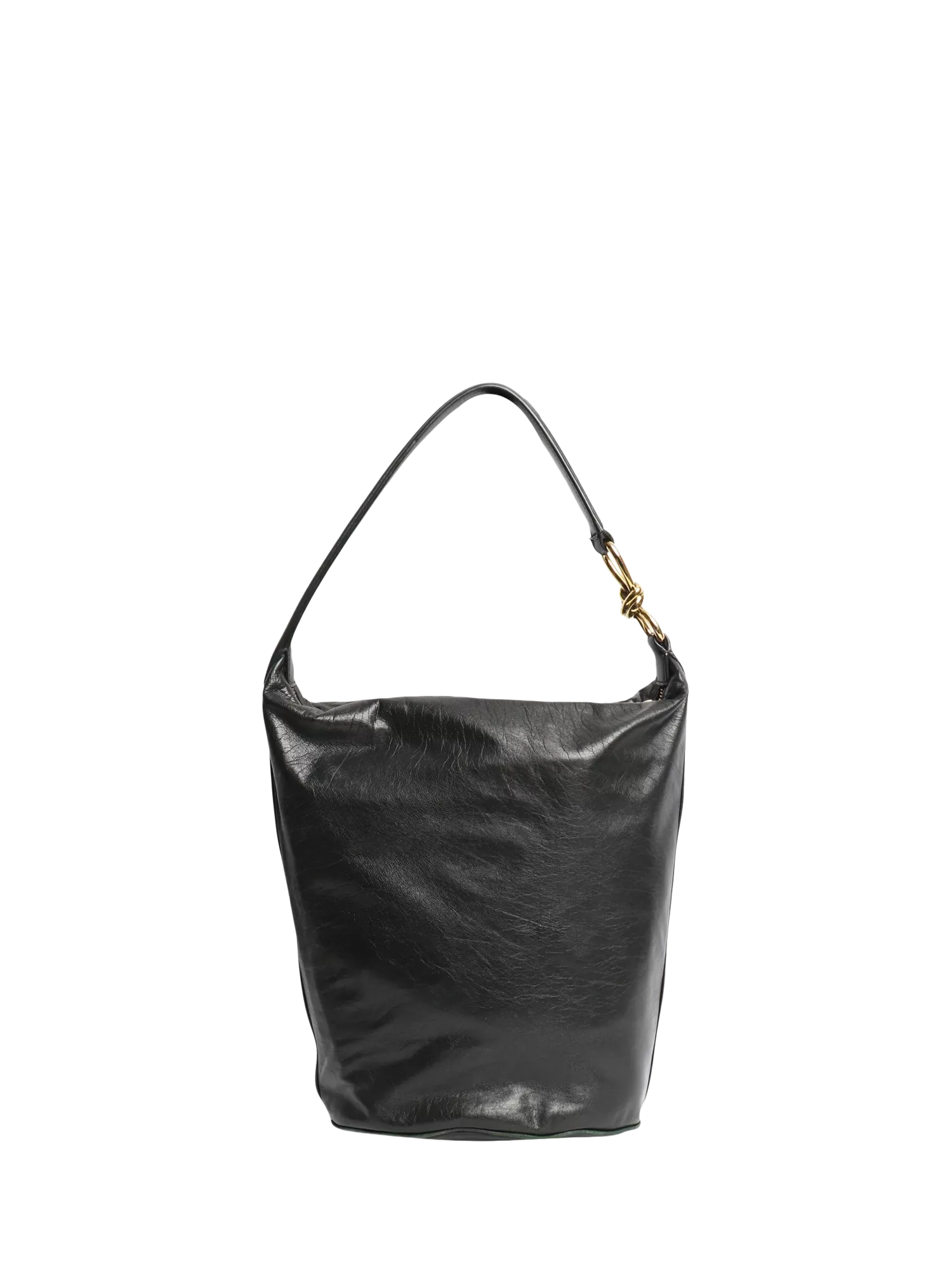 Bottega Veneta leather knot shoulder bag dark green 27x30cm (British brand)