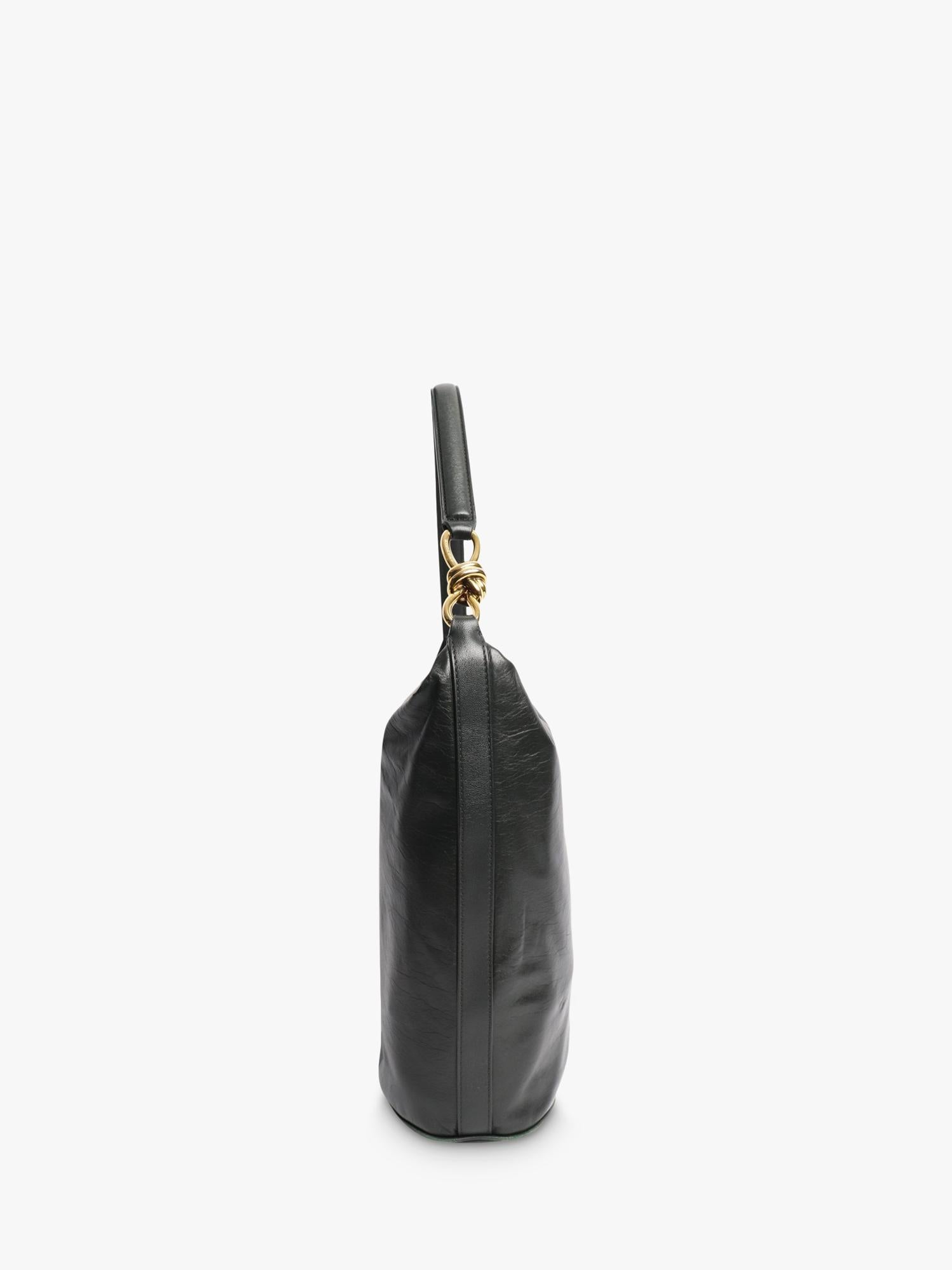 Bottega Veneta leather knot shoulder bag dark green 27x30cm (British brand)