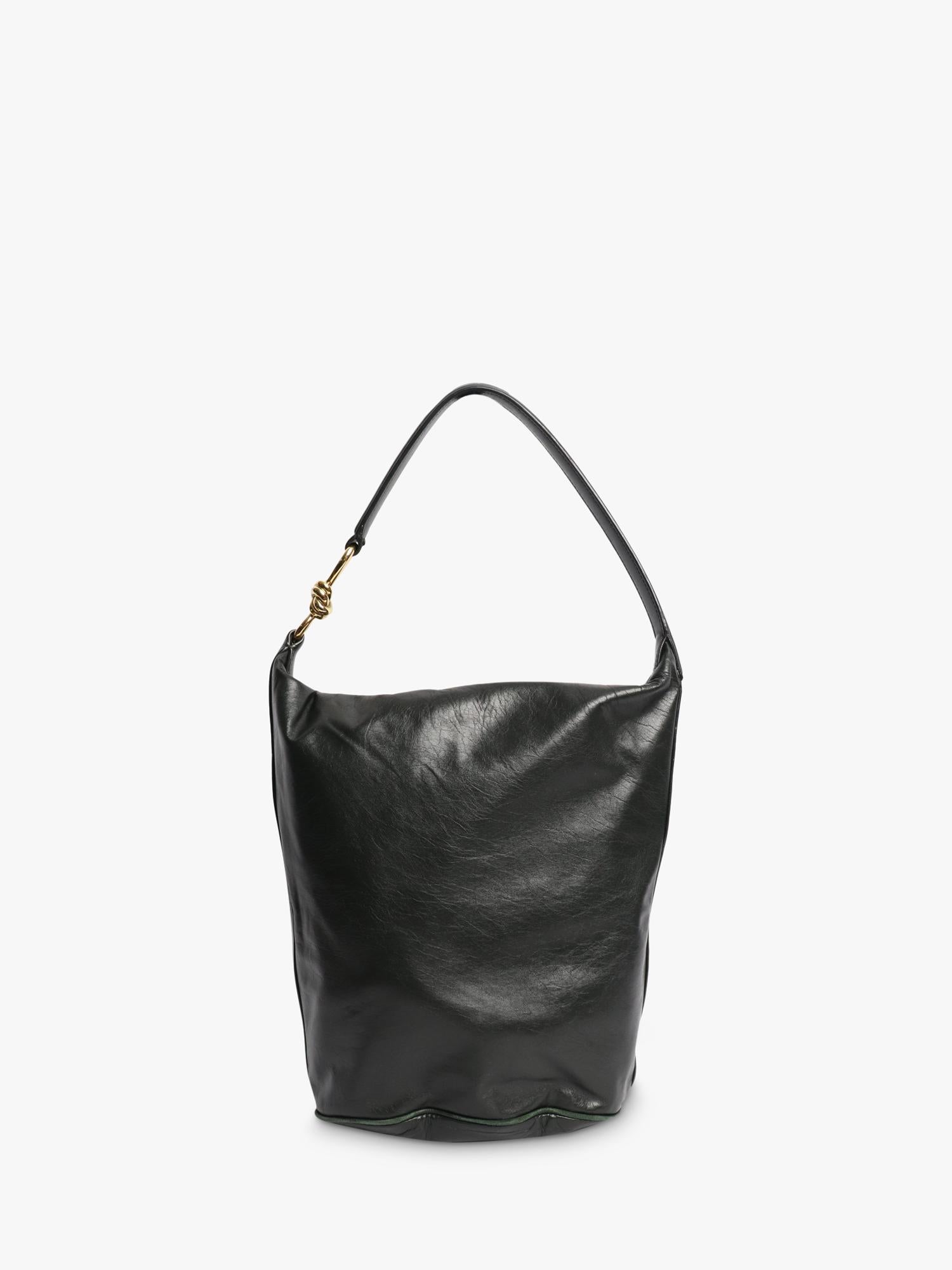 Bottega Veneta leather knot shoulder bag dark green 27x30cm (British brand)