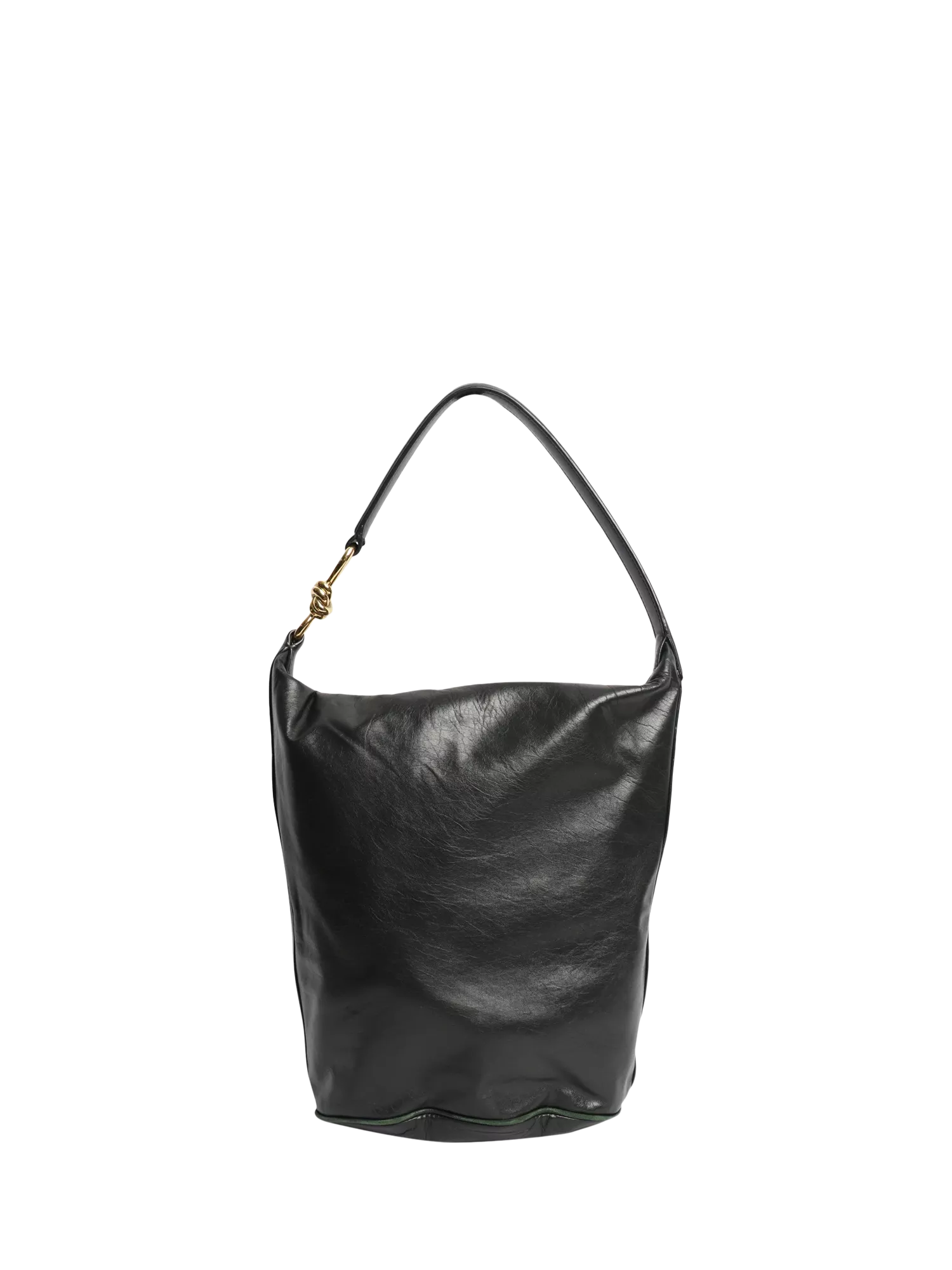 Bottega Veneta leather knot shoulder bag dark green 27x30cm (British brand)