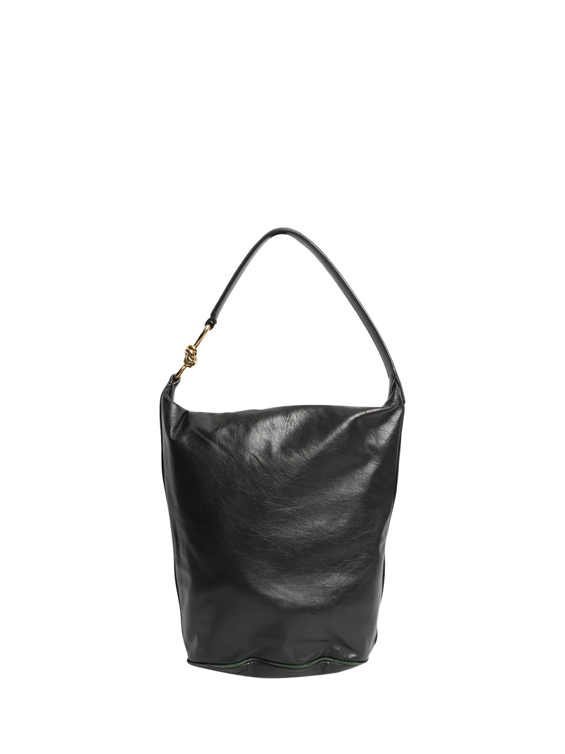 Bottega Veneta leather knot shoulder bag dark green 27x30cm (British brand)