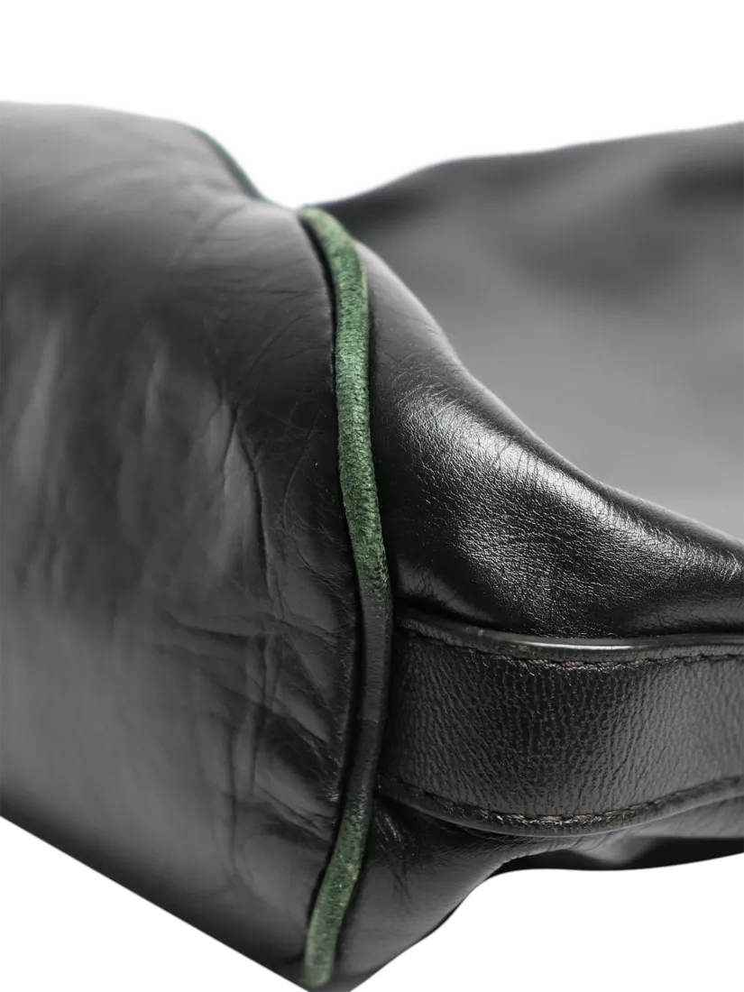 Bottega Veneta leather knot shoulder bag dark green 27x30cm (British brand)
