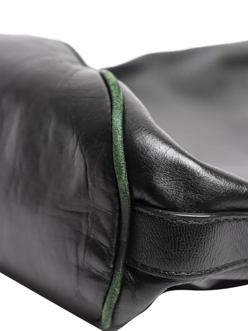Bottega Veneta leather knot shoulder bag dark green 27x30cm (British brand)