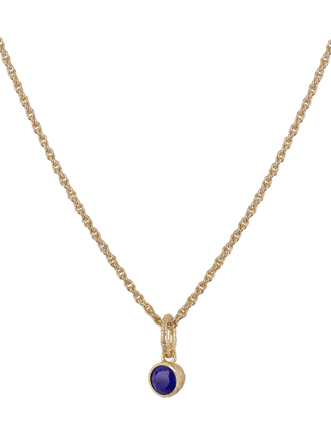 TUTTI Lapis birthstone necklace gold pendant adjustable chain - British product