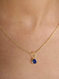 TUTTI Lapis birthstone necklace gold pendant adjustable chain - British product