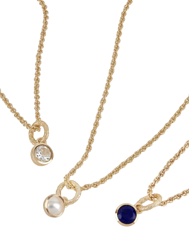 TUTTI Lapis birthstone necklace gold pendant adjustable chain - British product