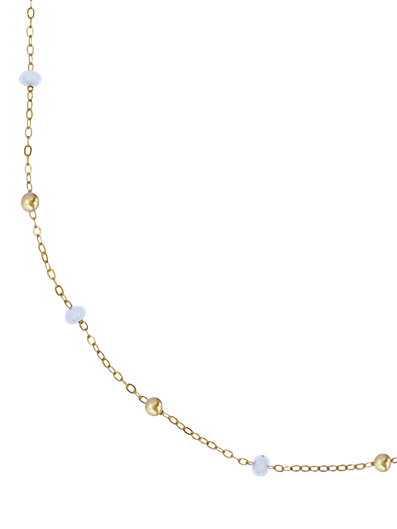 Nina B beaded necklace Gold/White 45cm - British product