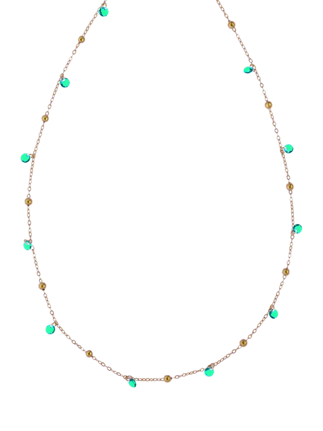 Nina B Tivoli necklace blue green cubic zirconia gold chain, UK version