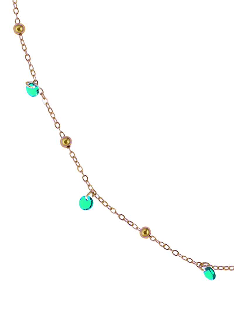 Nina B Tivoli necklace blue green cubic zirconia gold chain, UK version