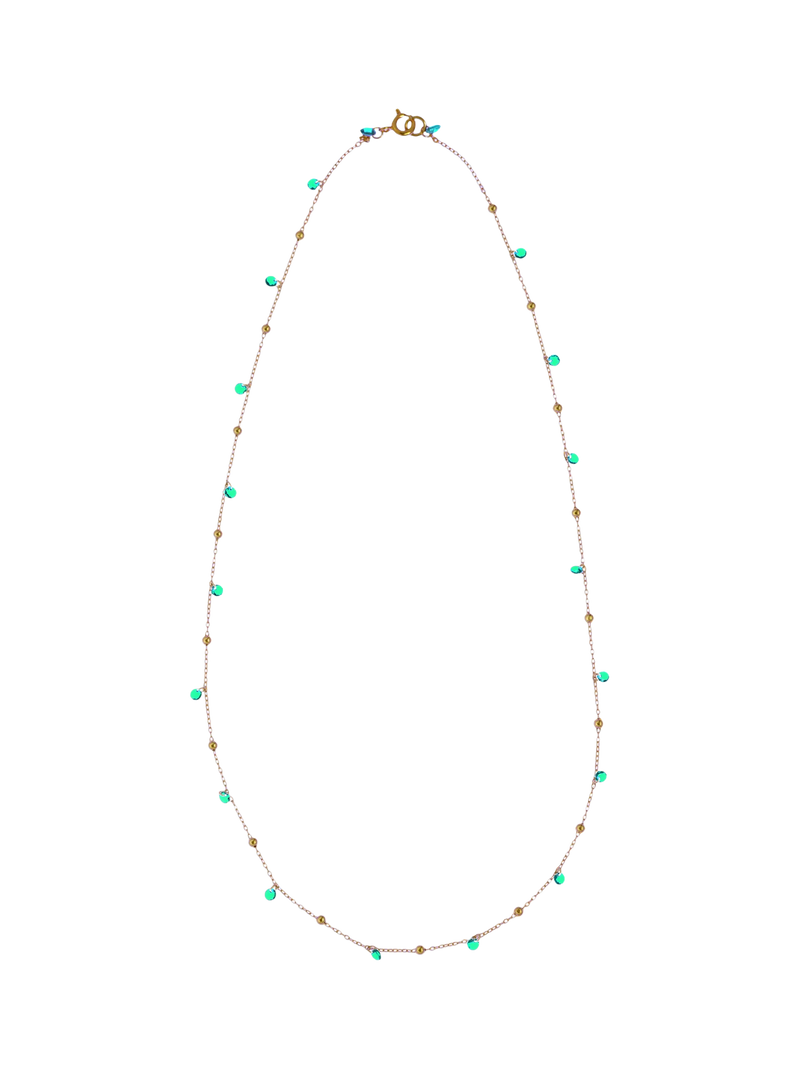 Nina B Tivoli necklace blue green cubic zirconia gold chain, UK version