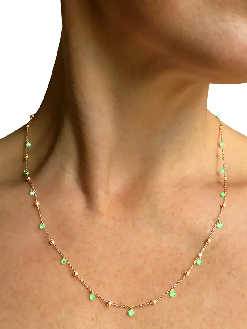 Nina B Tivoli necklace blue green cubic zirconia gold chain, UK version
