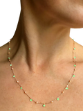 Nina B Tivoli necklace blue green cubic zirconia gold chain, UK version