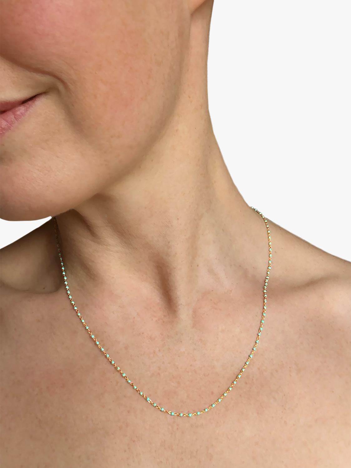 Nina B Tivoli enamel bead necklace gold turquoise 45cm - British product
