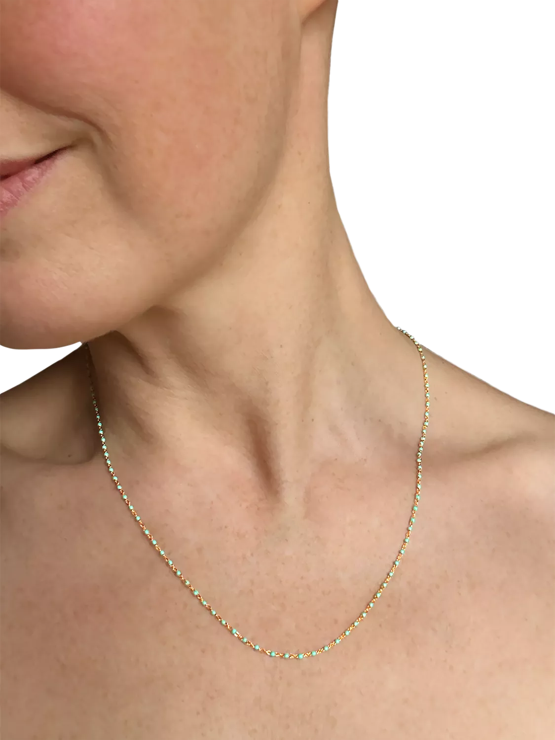 Nina B Tivoli enamel bead necklace gold turquoise 45cm - British product