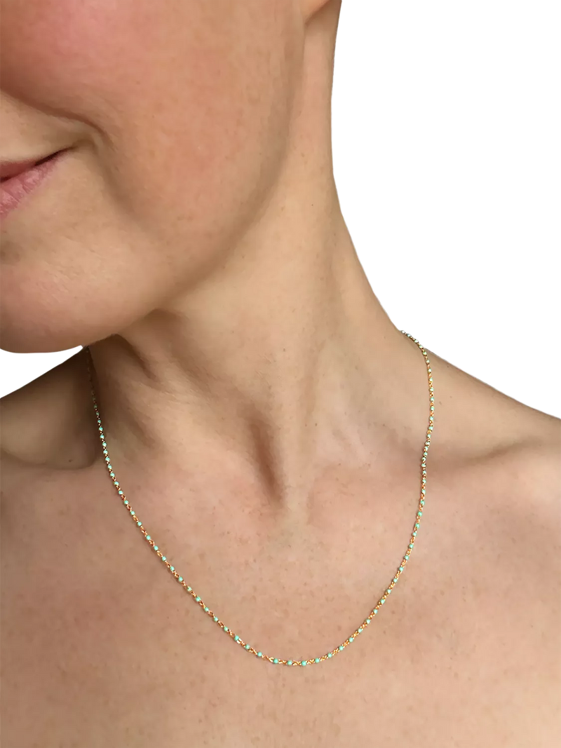 Nina B Tivoli enamel bead necklace gold turquoise 45cm - British product